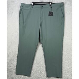 01.Algo Mens Chino Golf Pants 44 Green‎ Performance Tech Pocket Straight Leg NEW